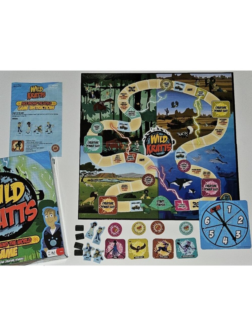 Wild Kratts Race Around the World Board Game PBS Kids COMPLETE